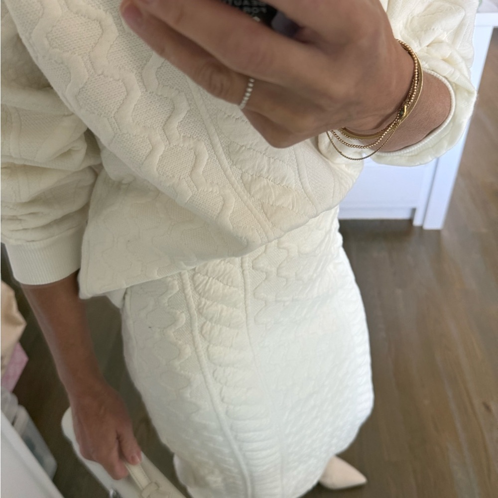 Zara Cream Cable Knit Pencil Skirt - Picture 2 of 5